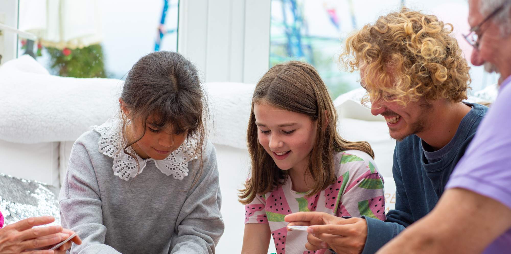A family playing a game together
